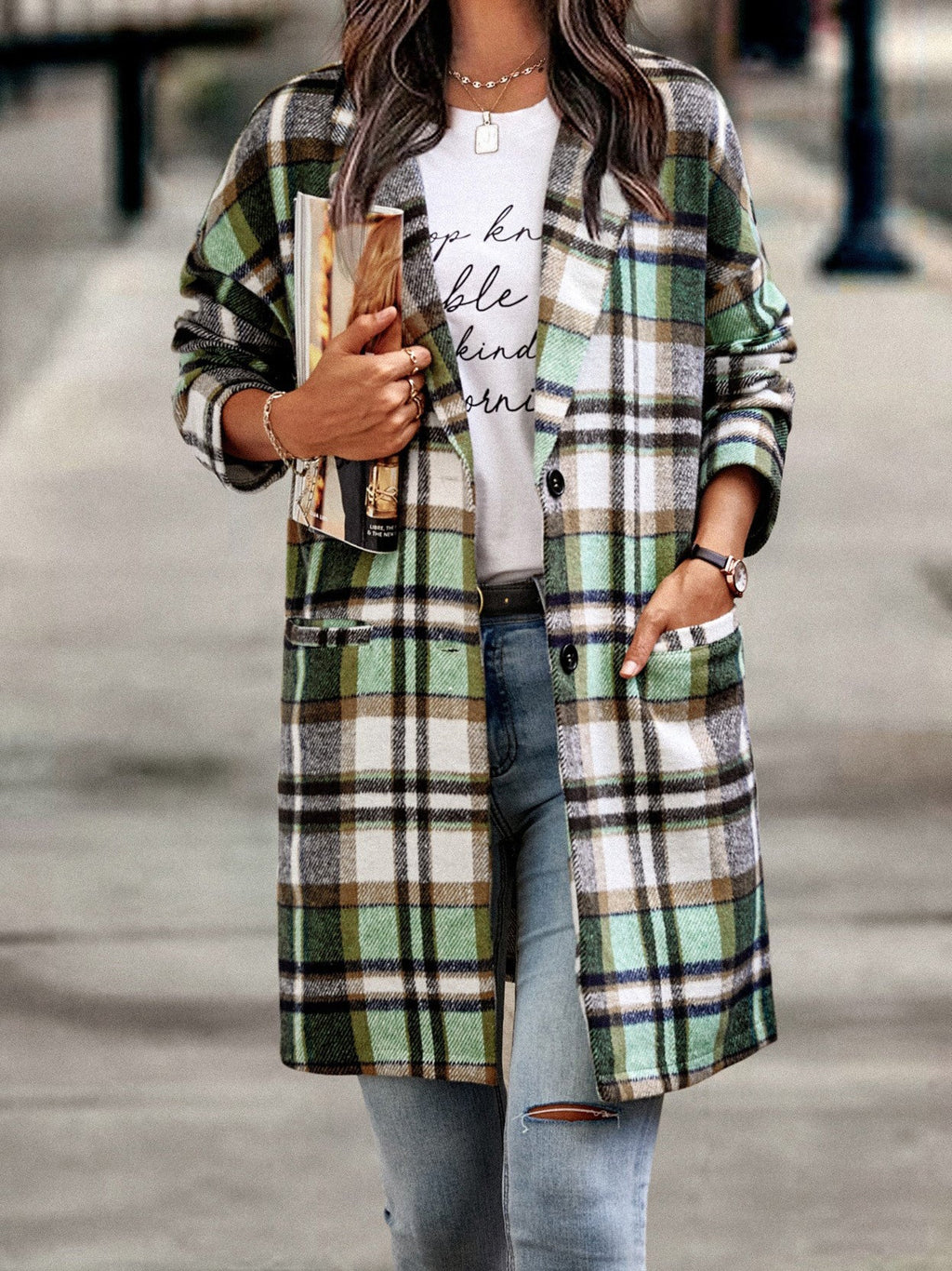 Amsoin Lapel Single Breasted Pocket Coats