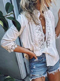Amsoin Sexy Lace Casual Shirt