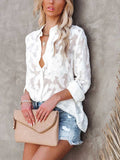 Amsoin Chiffon Jacquard Buttoned Shirt