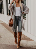 Amsoin Color Block Knitting Tassel Cardigan