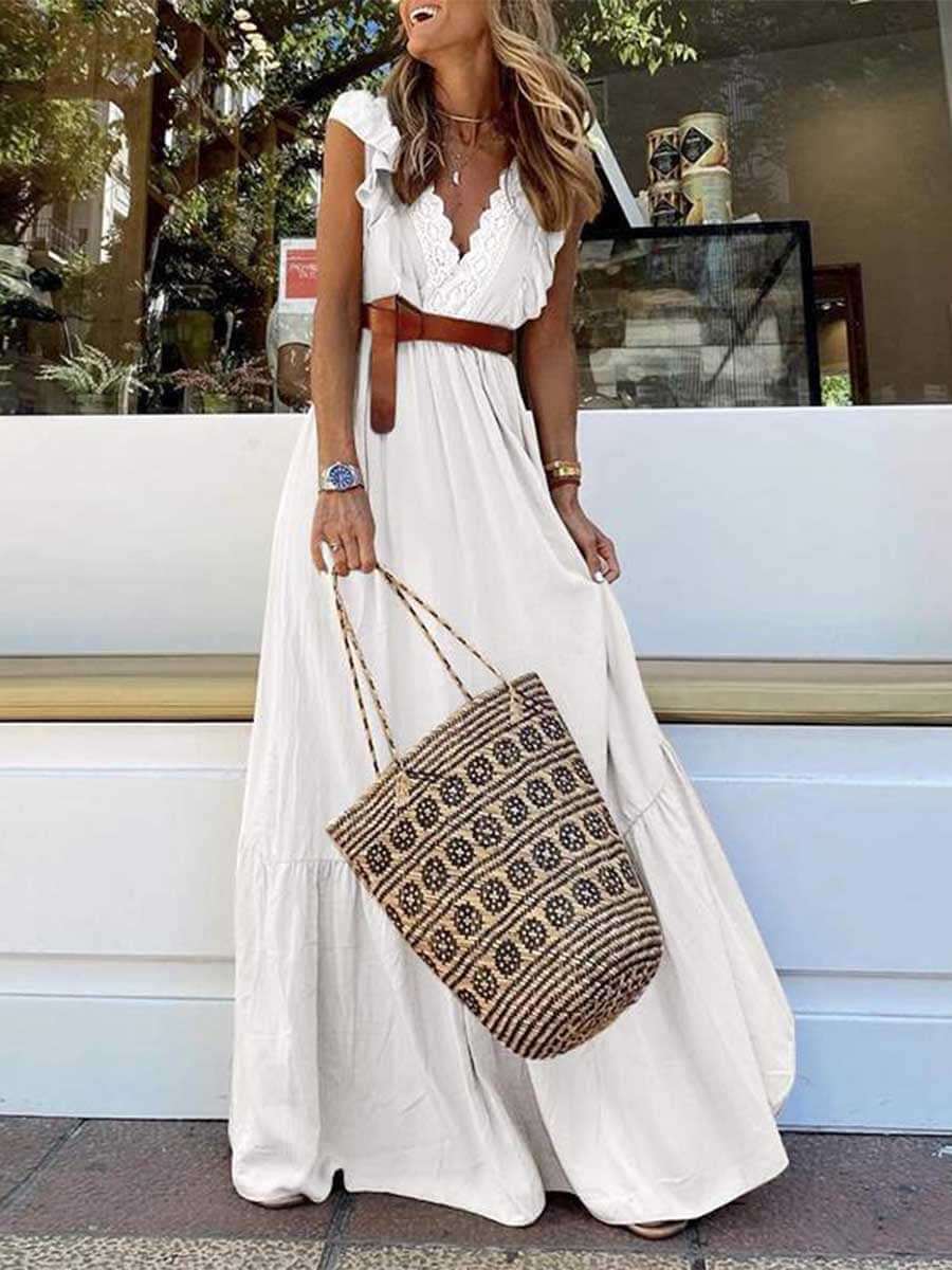 Amsoin High Waist Maxi Dress