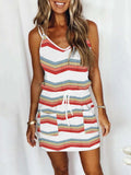 Amsoin Drawstring Pocket Sleeveless Dress