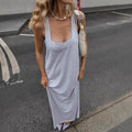 Bandage Dress Loose Square Collar A- Line Dress