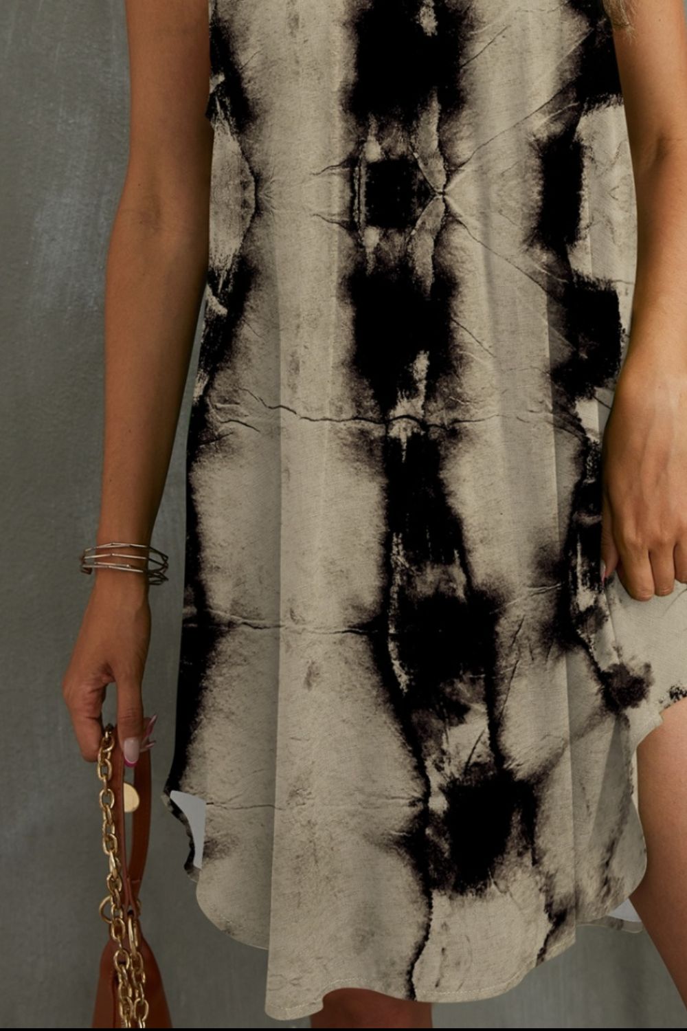 Amsoin Tie-Dye Grecian Neck Dress