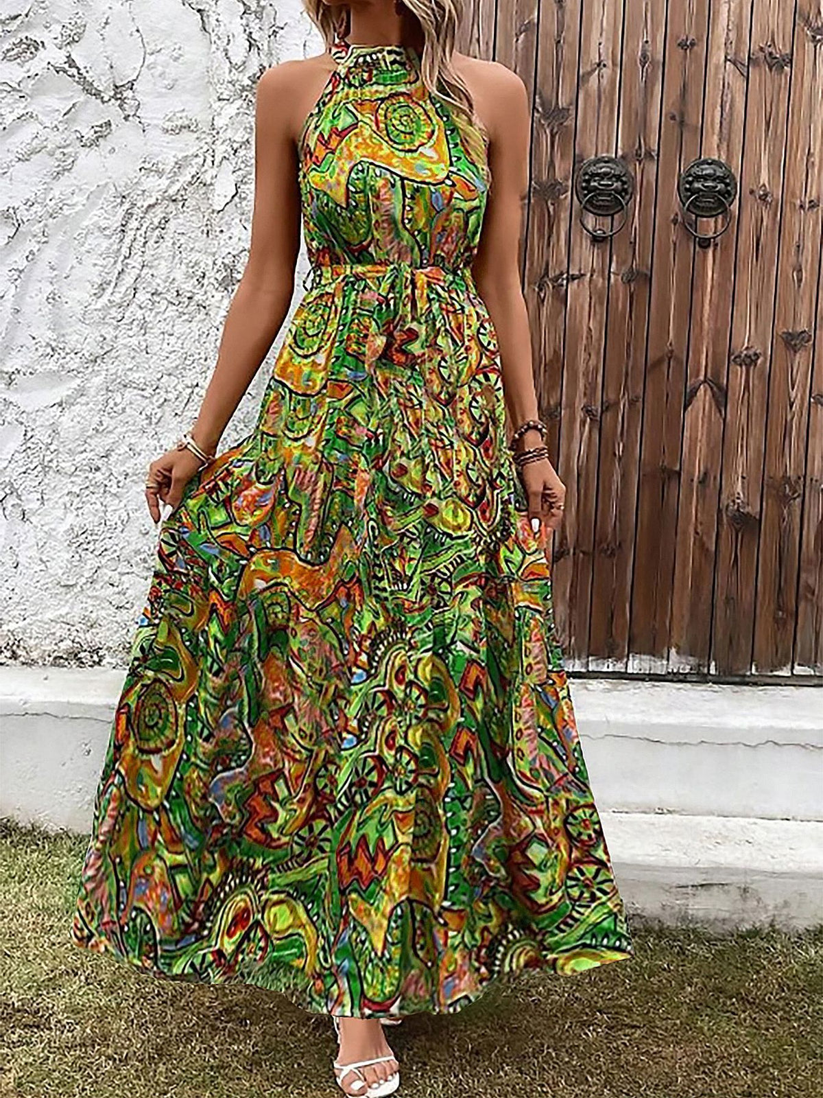 Bohemian Retro Halter Dress Women
