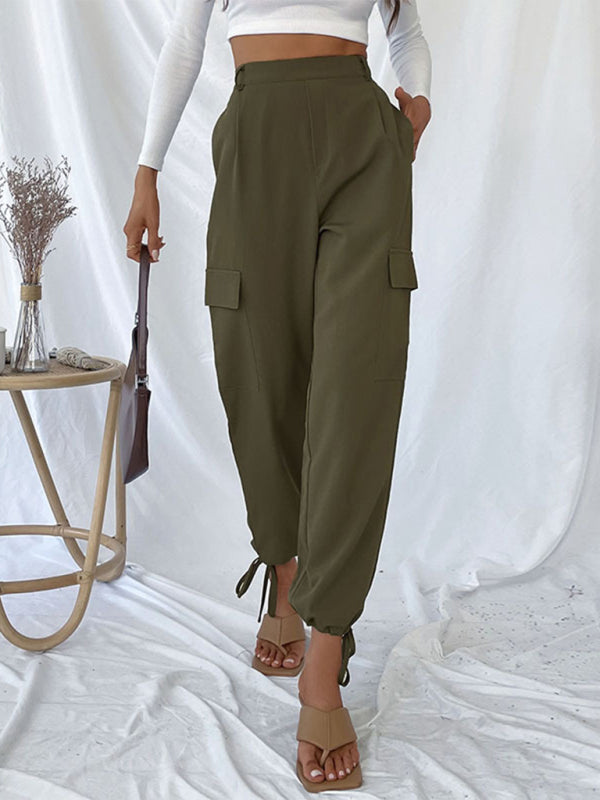 Amsoin women's trousers solid color casual pants