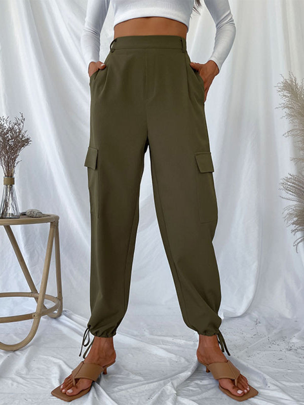 Amsoin women's trousers solid color casual pants