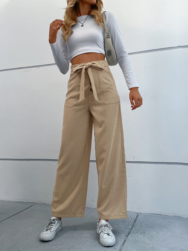 Amsoin Women's straight solid color casual trousers