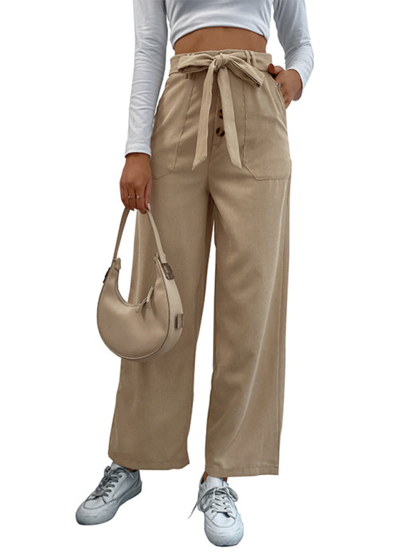 Amsoin Women's straight solid color casual trousers