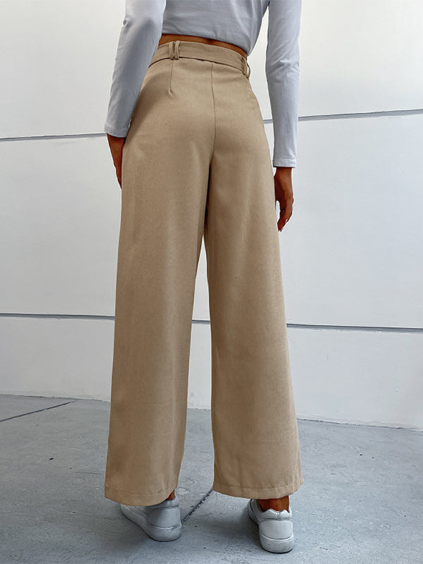 Amsoin Women's straight solid color casual trousers