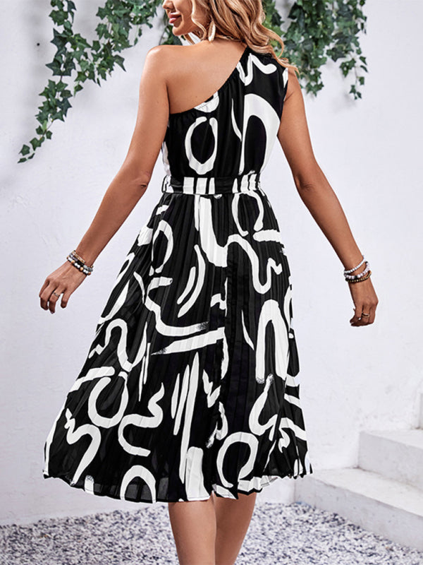 Amsoin Letter Print Off-shoulder Dress