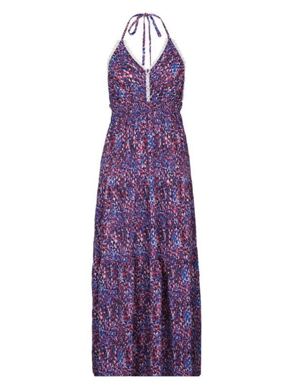 Amsoin New printed holiday style suspender dress
