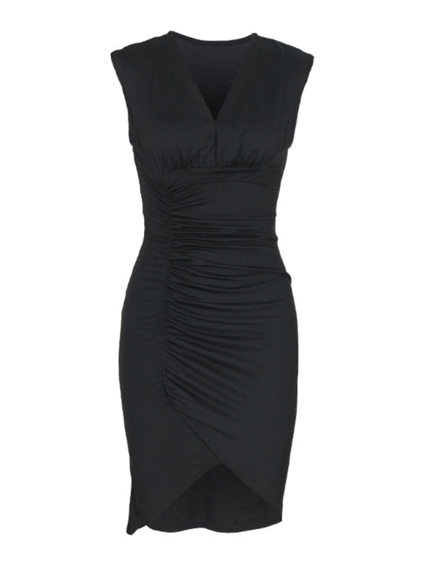 Amsoin New sleeveless black slim fit dress