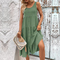 Amsoin Sleeveless Slit Solid Color Dress