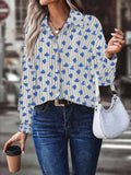 Amsoin Heart Printed Single Breasted Long Sleeve Blouse