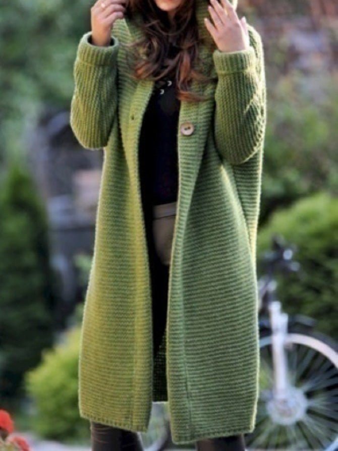 Amsoin Solid Long Sleeve Hooded Knit Cardigan(12 colors)