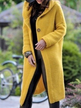 Amsoin Solid Long Sleeve Hooded Knit Cardigan(12 colors)