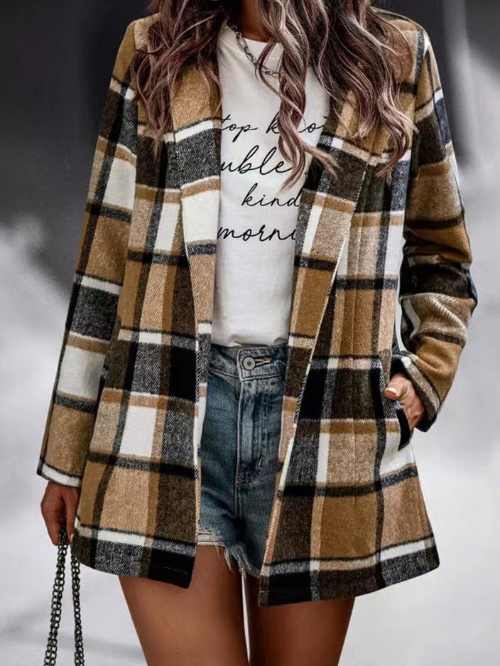 Amsoin Lapel Pockets Long Sleeve Coats