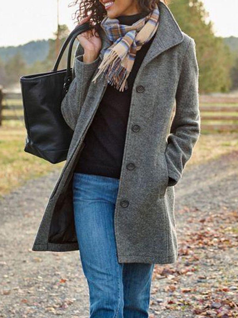Amsoin Button Pocket Wool Coat