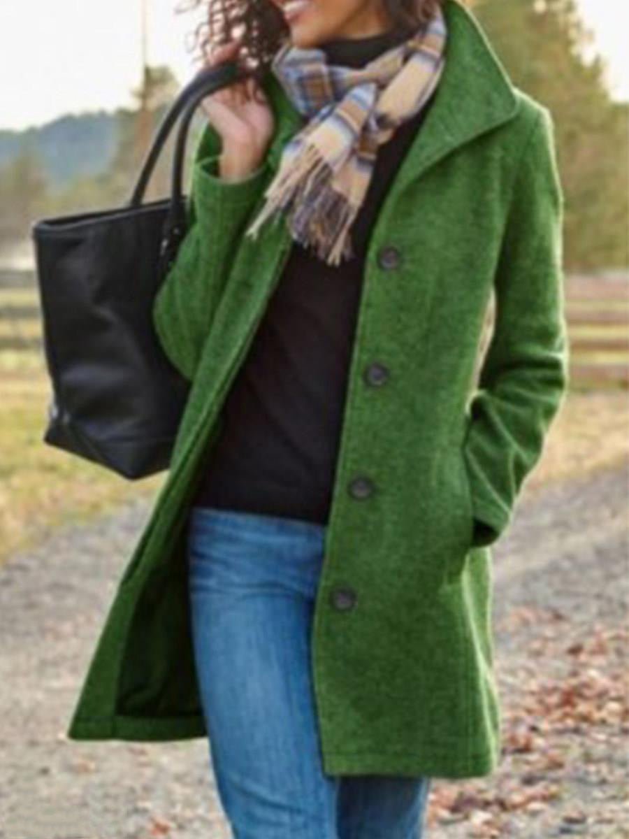 Amsoin Button Pocket Wool Coat