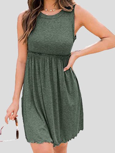 Amsoin High Waist Knit Vest Dress