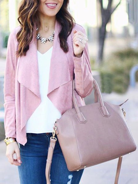 Amsoin Solid Lapel Casual Small Jacket
