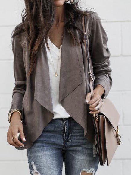Amsoin Solid Lapel Casual Small Jacket