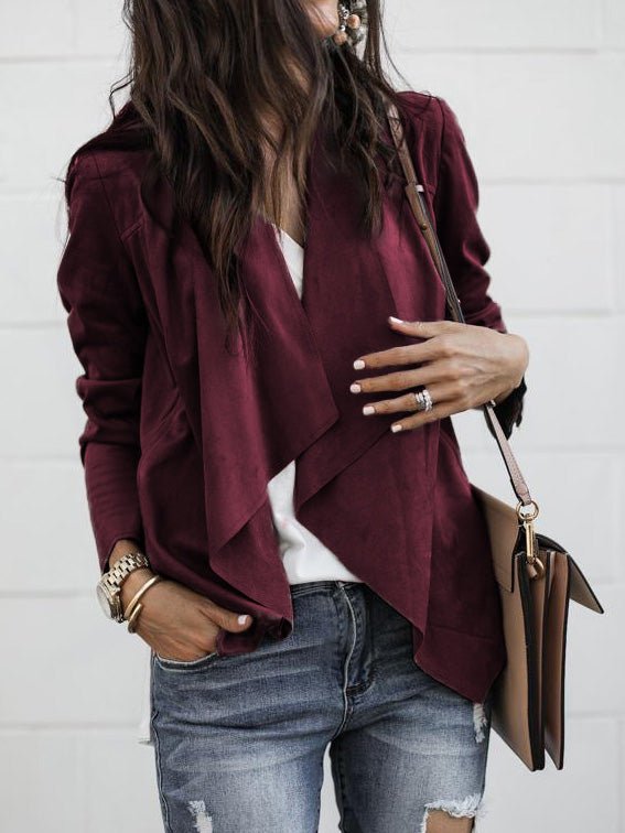 Amsoin Solid Lapel Casual Small Jacket