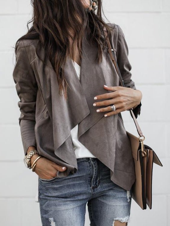 Amsoin Solid Lapel Casual Small Jacket