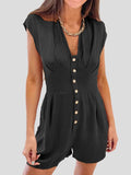 Amsoin Button Short Sleeve Jumpsuit