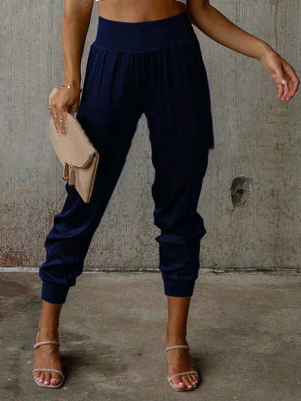 Amsoin Elastic Waist Pocket Casual Pants