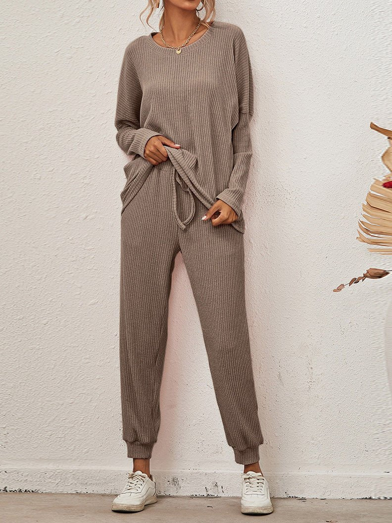 Amsoin Long Sleeve Top & Pants Casual Two-Piece Set(9 colors)