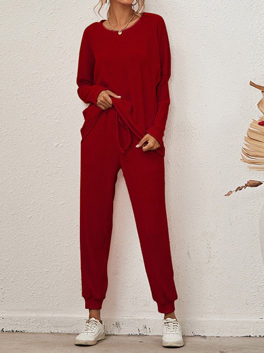 Amsoin Long Sleeve Top & Pants Casual Two-Piece Set(9 colors)