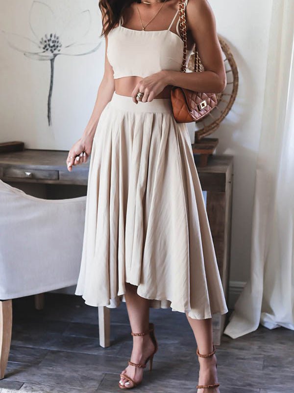 Amsoin Tube Top Sling Top & Skirt Two-Piece Set
