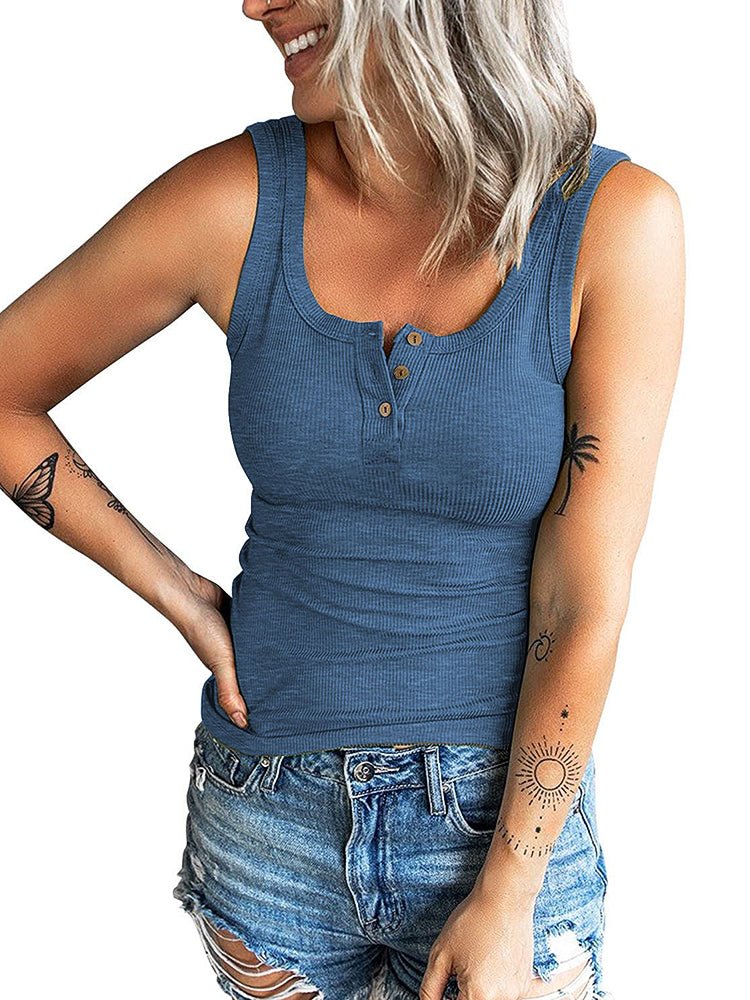 Amsoin Threaded Button Slim T-Shirt