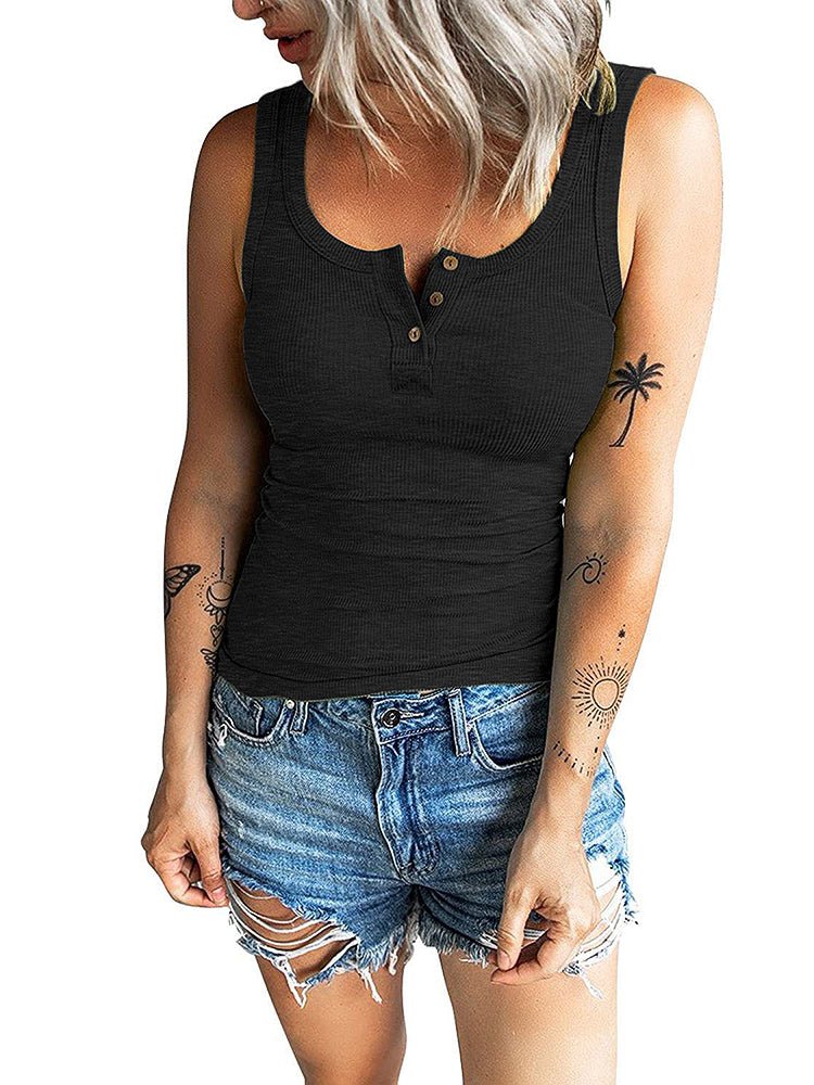 Amsoin Threaded Button Slim T-Shirt