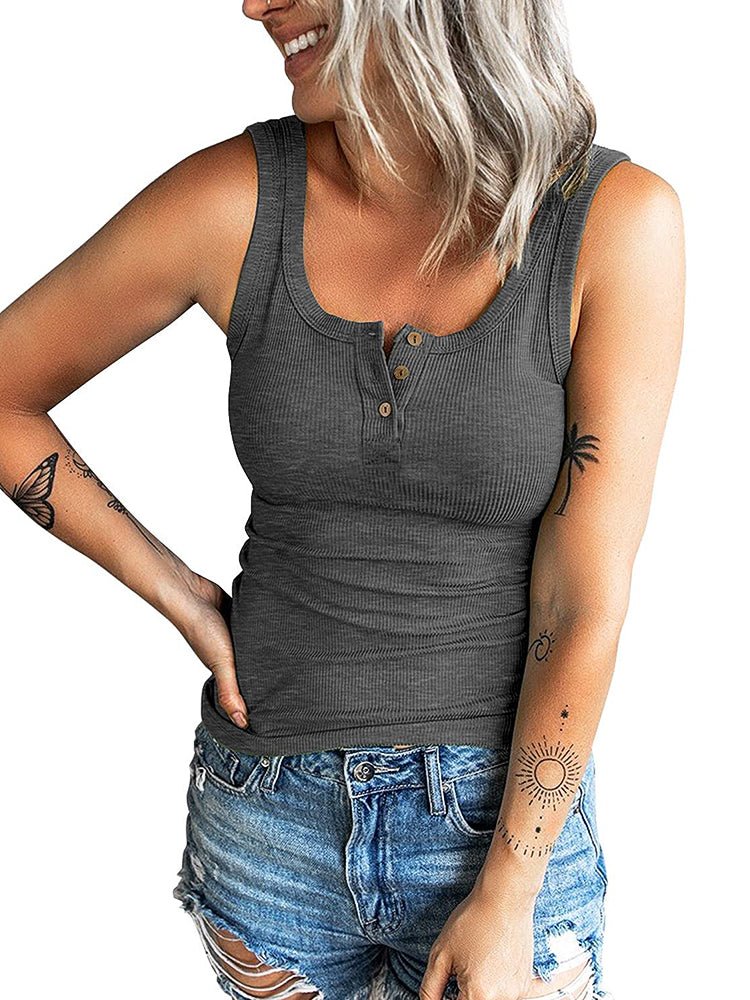 Amsoin Threaded Button Slim T-Shirt