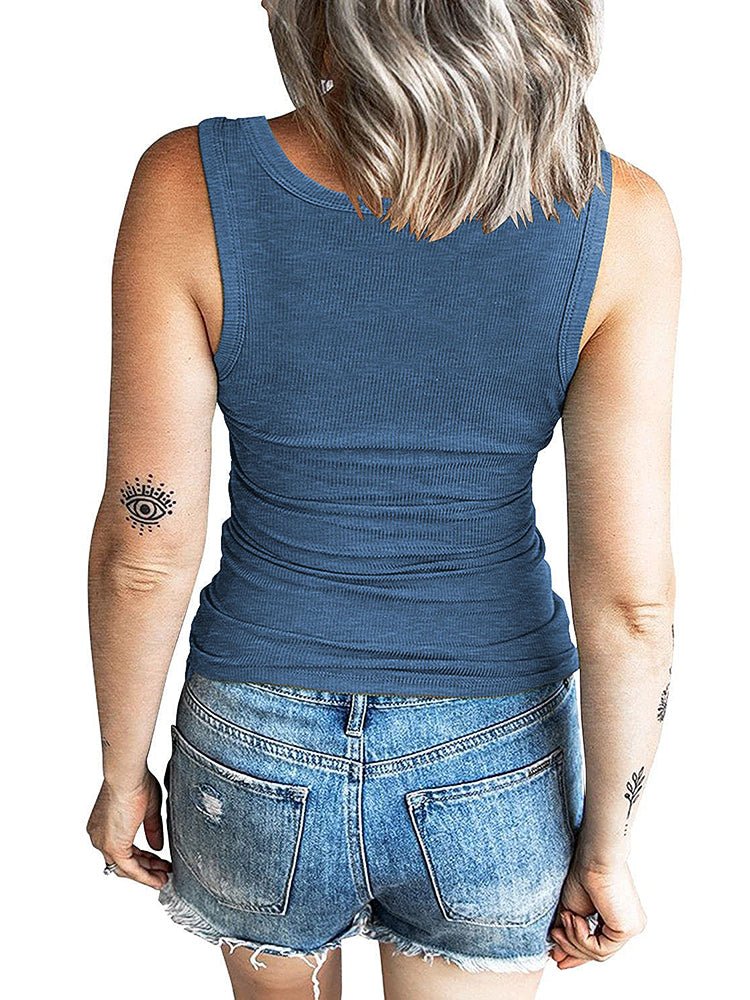 Amsoin Threaded Button Slim T-Shirt