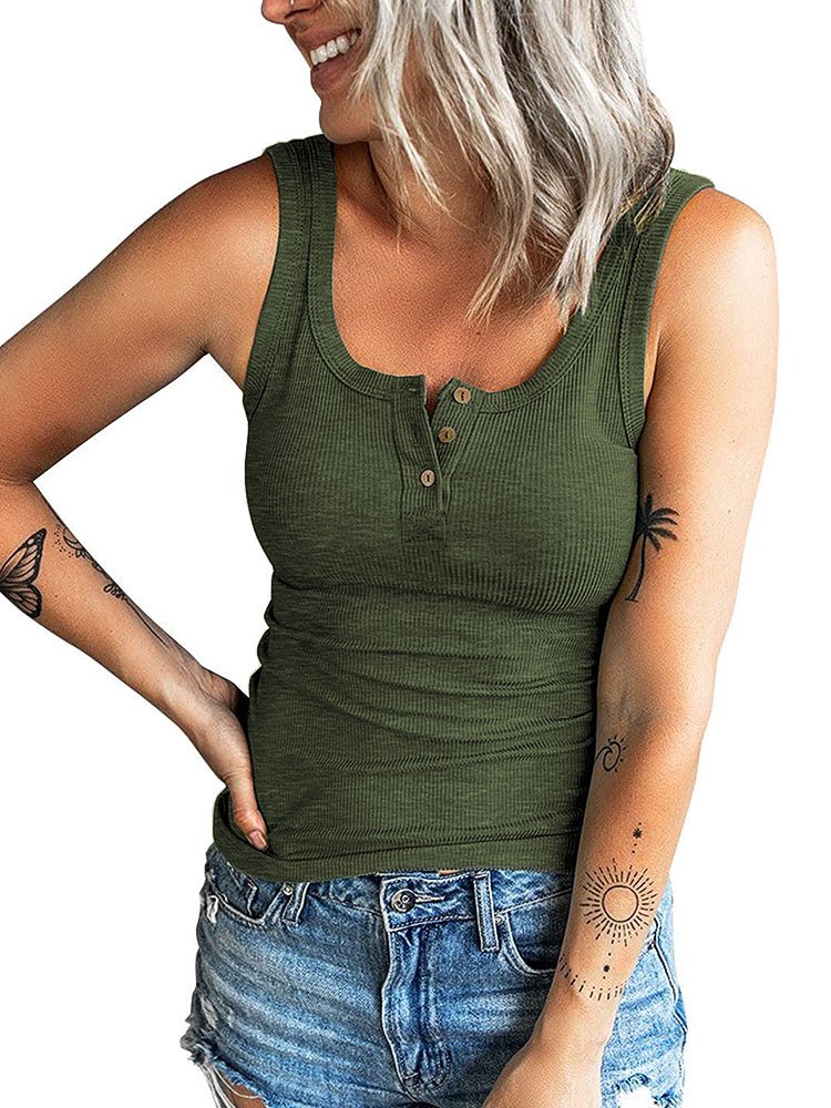 Amsoin Threaded Button Slim T-Shirt